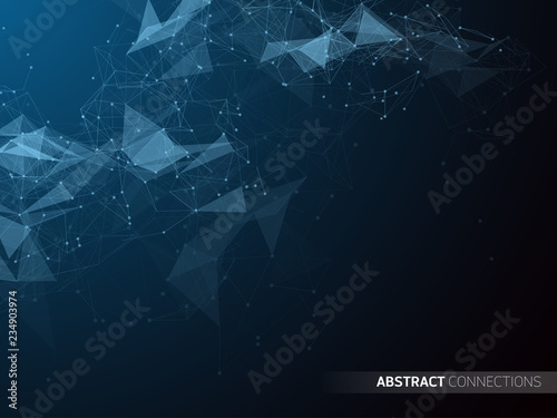 Abstract futuristic background with dots, lines and triangles. Vector illustration.