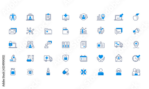 Medical online services Vector icon set