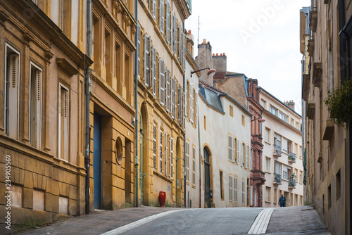 Metz, FRANCE - April 1, 2018: Street view of downtown in Metz, France