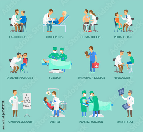 Group of Doctors Vector Banner in Cartoon Style