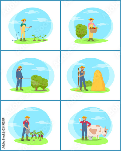 Farming Plantation People Set Vector Illustration © robu_s