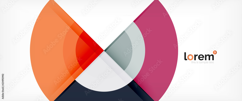 Modern geometric circles abstract background, colorful round shapes with shadow effects