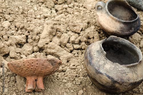 Billede på lærred New artifact in the hands of the archaeologist