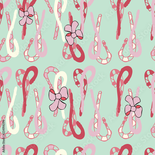 Vector Green Candy Canes Seamless Pattern