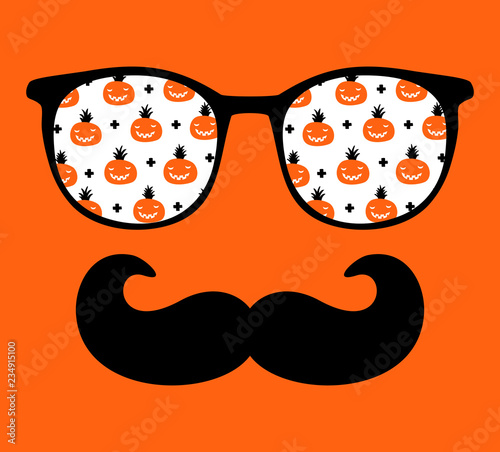 Abstract face of man in glasses with moustaches.