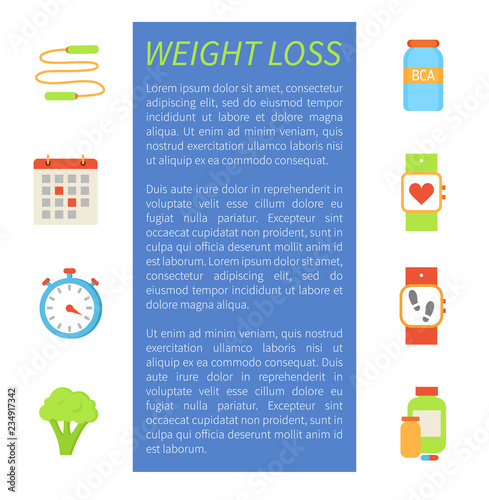 Weight Loss Poster Icons Set Vector Illustration