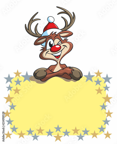 Cartoon, Rudolf das Rentier über Sternentafel
