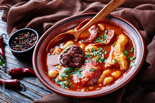 Fabada Asturiana Bean and sausages Stew photo