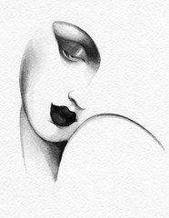 Leinwandbilder Aquarell Gesicht abstract woman face. fashion illustration. watercolor painting    © Anna Ismagilova