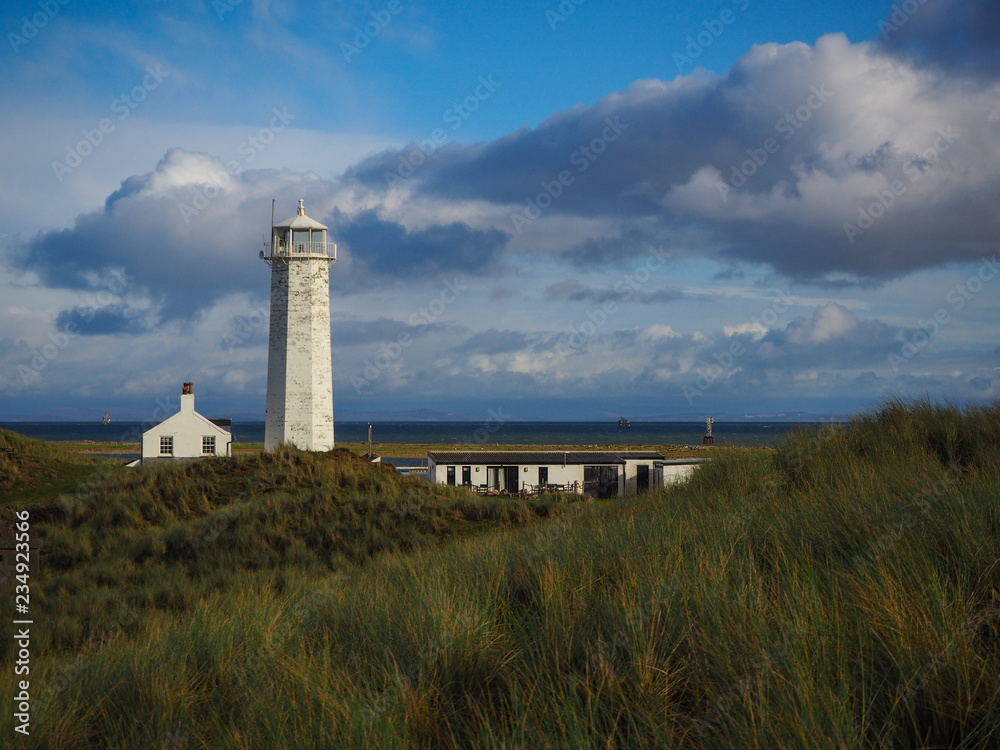 Lighthouse in South Walney nature reserve, Walney Island, Cumbria, England