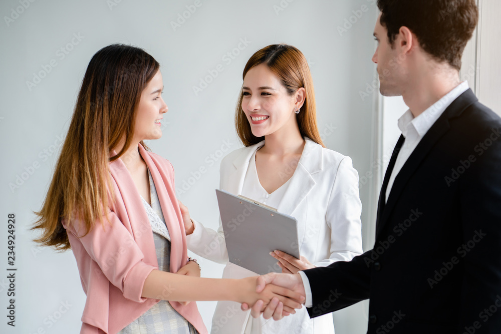 Group of business men and women are congratulated on contract. This project was successful. Teamwork with communication. Coordinate understanding. I make a good job. Make partners trust in service. Group of business men and women are congratulated on contract. This project was successful. Teamwork with communication. Coordinate understanding. I make a good job. Make partners trust in service.