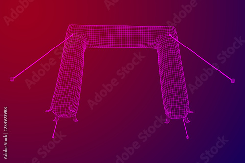 Inflat entrance arch for decorating event, party or sport, work with path. Wireframe low poly mesh vector illustration