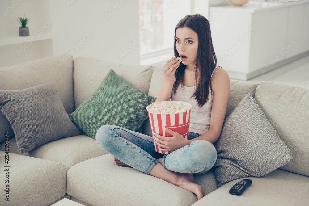 Naklejka premium Full legs body size dreamy charming gorgeous nice lady with her 