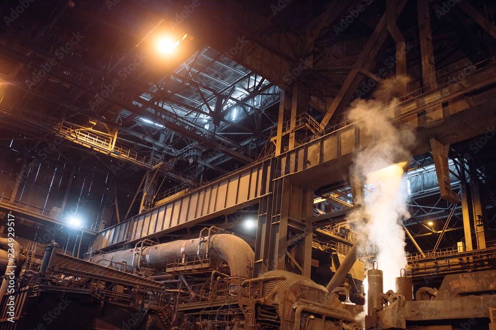 Melting of metal in a steel plant. Metallurgical industry. Melting of metal in a steel plant. Metallurgical industry.