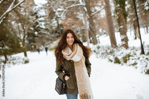 Young woman in winter day