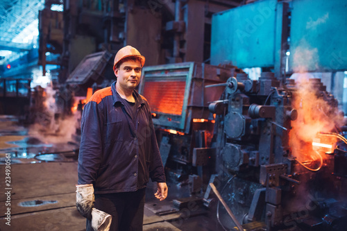 Workers in the steel mill.