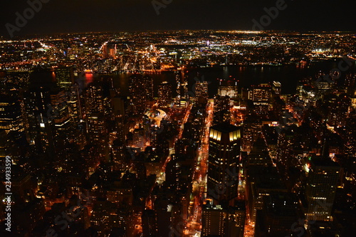 Vue Panoramique New York de nuit Empire State Building - Panoramic View by night