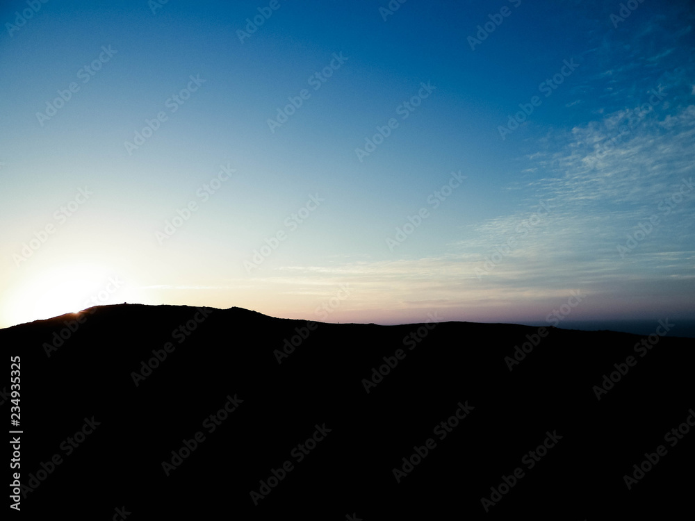 Beautiful sunset over Montana Roja, Lanzarote.
