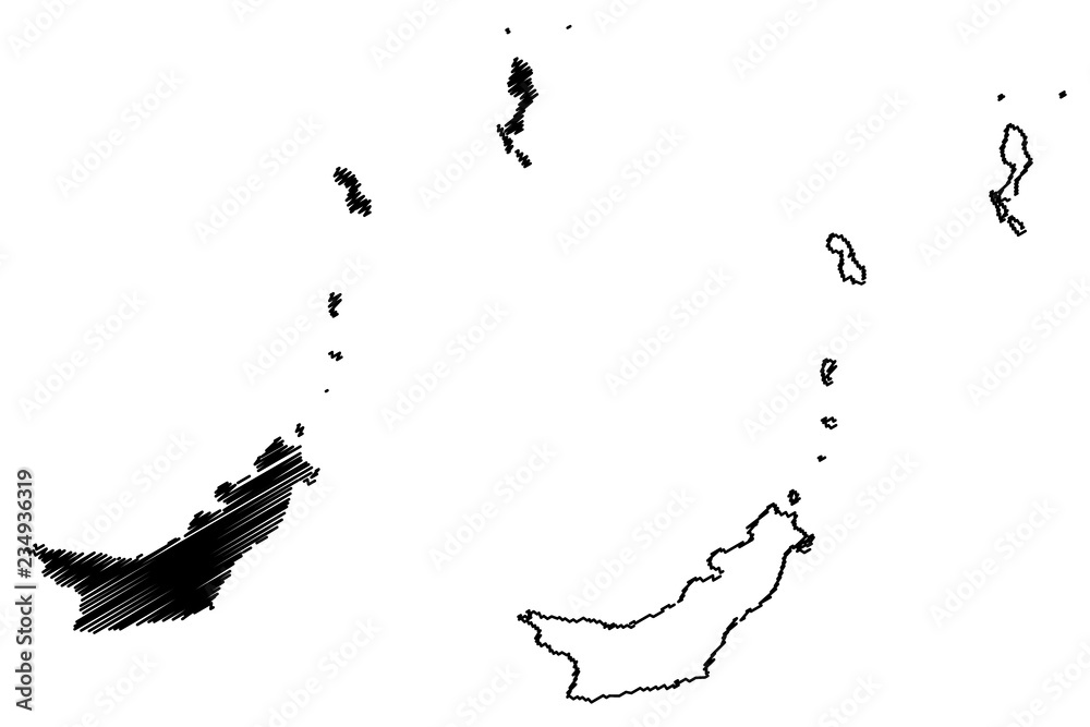 North Sulawesi (Subdivisions of Indonesia, Provinces of Indonesia) map vector illustration, scribble sketch Sulawesi Utara map