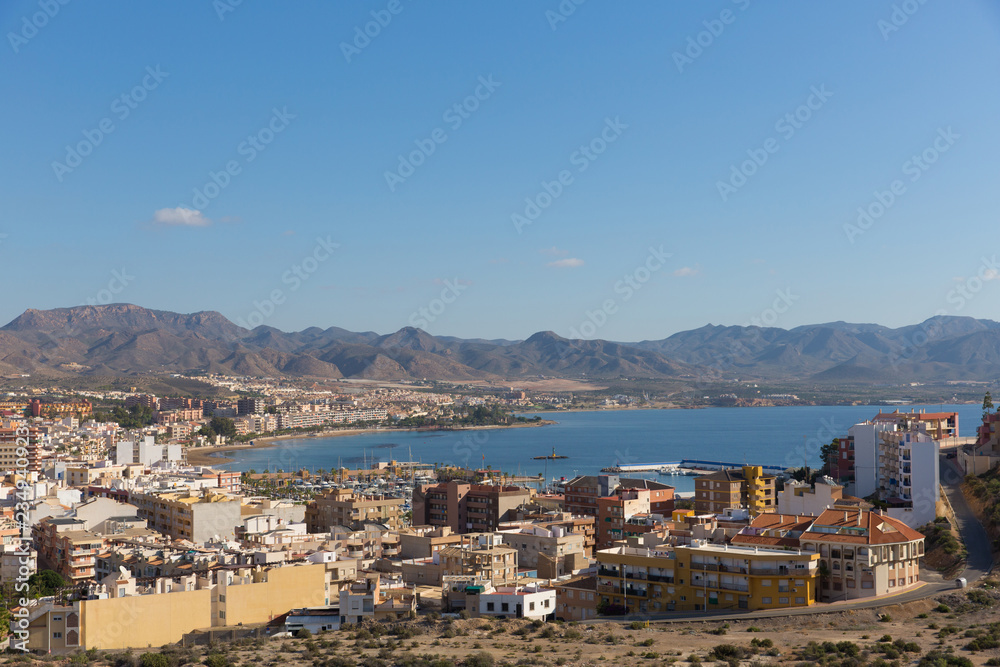 Puerto de Mazarron Murcia Spain an elevated view of the spanish coast town 