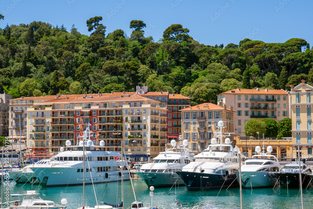 Marina port yachts in Nice, France