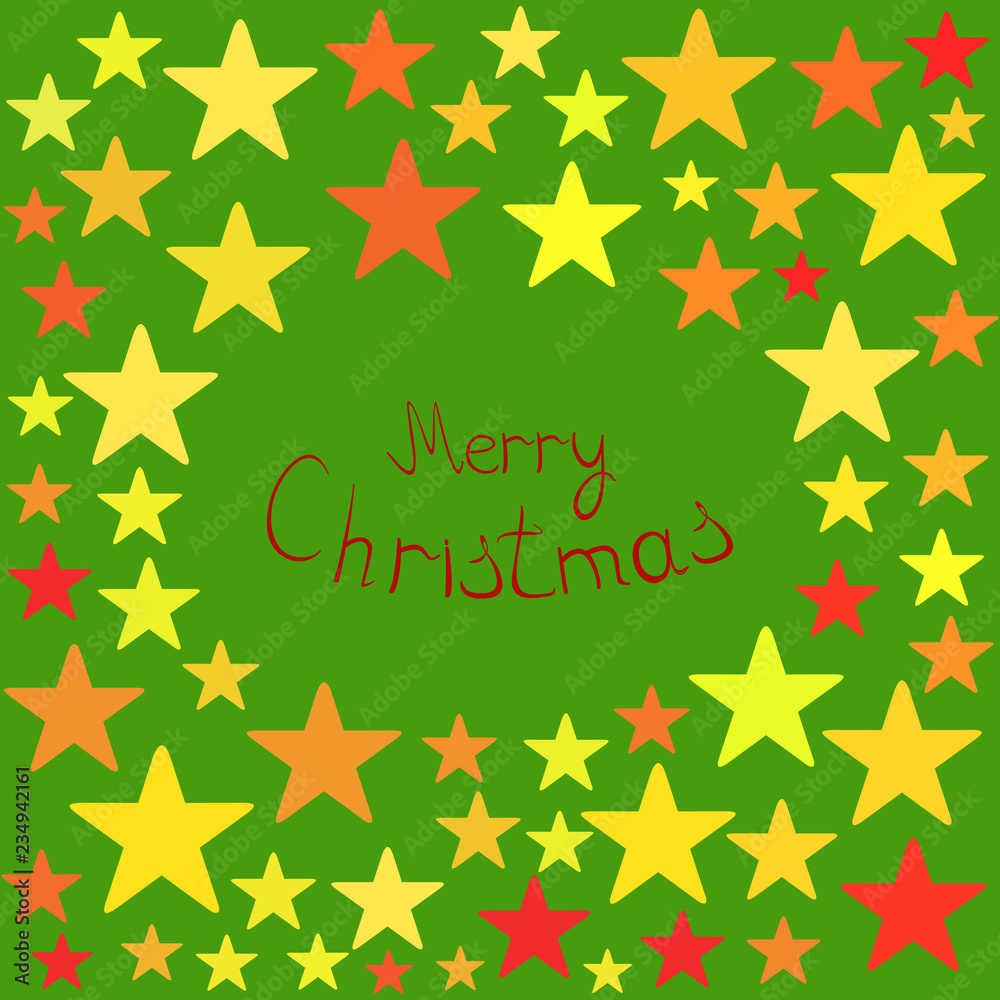Christmas background, stars on a green background