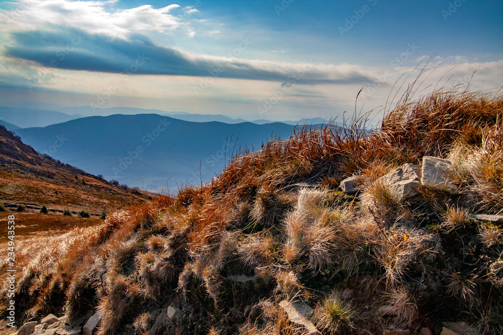 Obraz premium Landscape of autumnal peaks of the Carpathians.