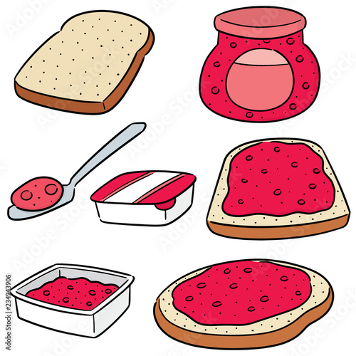 vector set of jam and bread