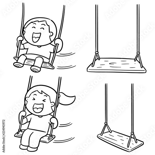 vector set of kid swing