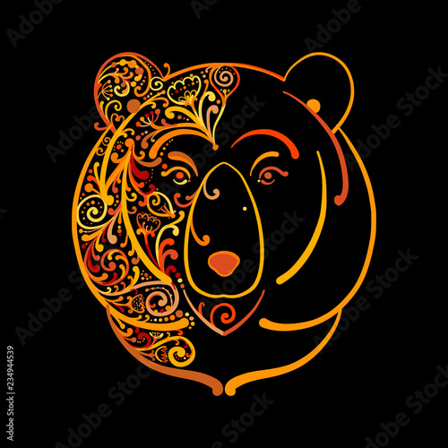 Ornate bear face, sketch for your design
