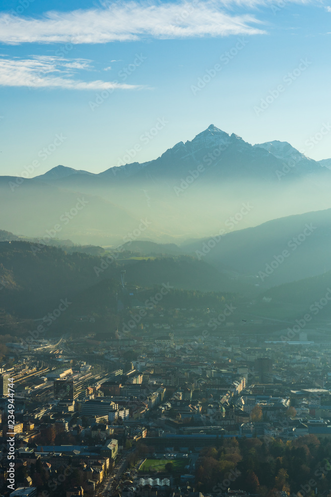 from innsbruck to the south and serles in background