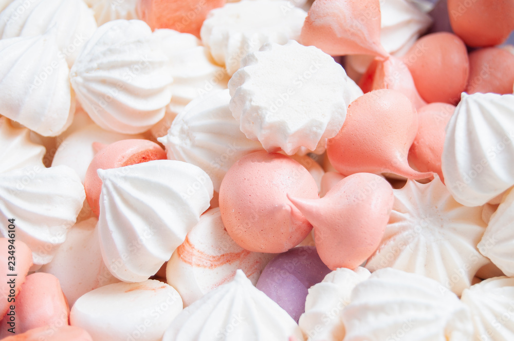 Multicolored meringue in small pieces Multicolored meringue in small pieces