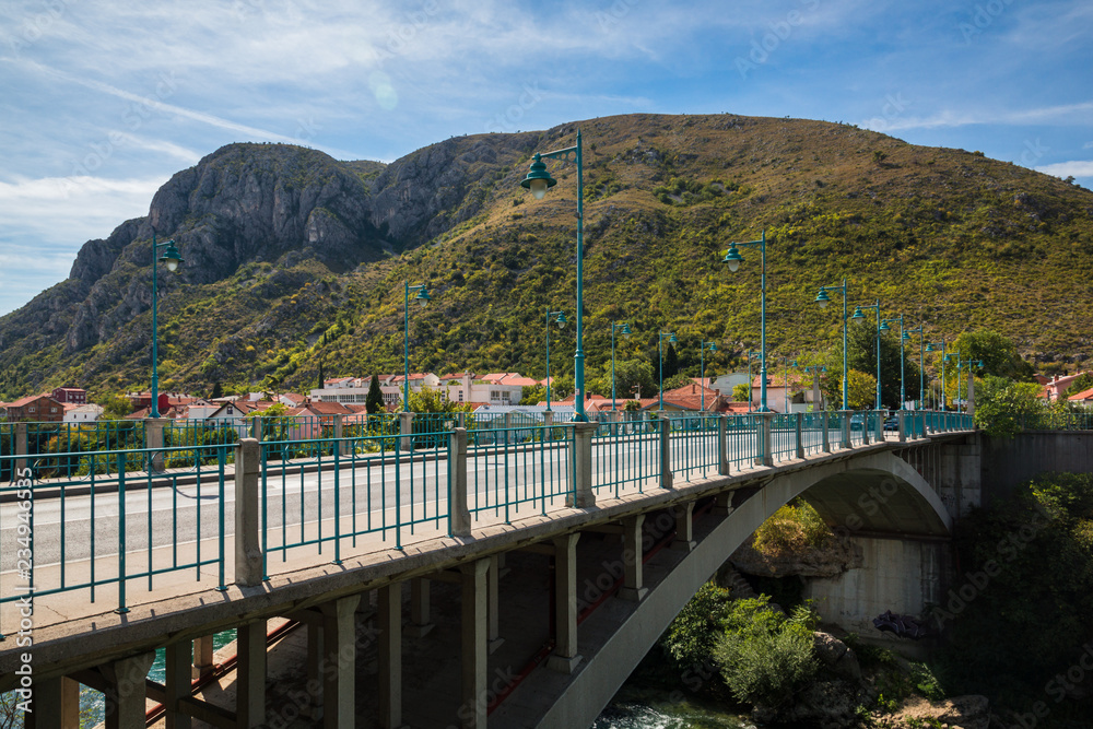 Bridge over the Neretva river in Mostar, Bosnia and Hercegovina Bridge over the Neretva river in Mostar, Bosnia and Hercegovina