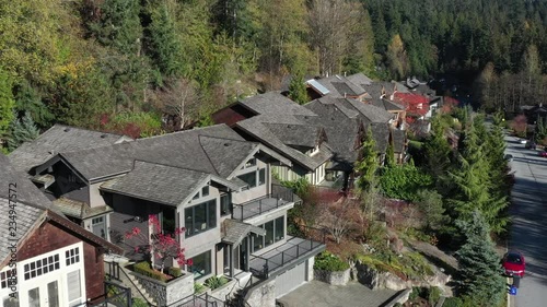 Wallpaper Mural A perfect neighbourhood. Houses in suburb at Summer in the north America. Luxury houses with nice landscape. Aerial drone view. Torontodigital.ca