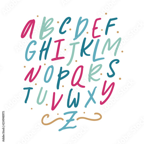 English vector nursery alphabet. Lettering  isolated letters