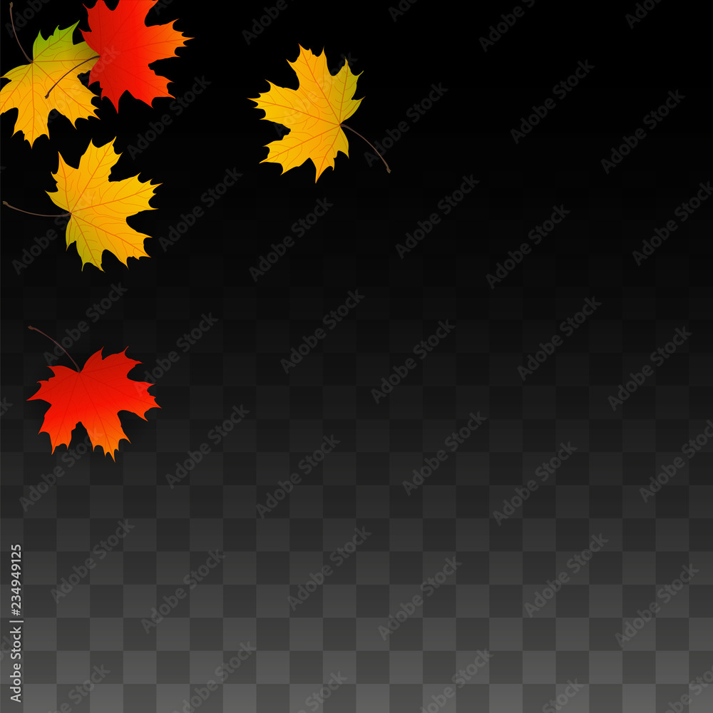 September Vector Background with Golden Falling Leaves. Autumn Illustration with Maple Red, Orange, Yellow Foliage. Isolated Leaf on Transparent Background. Bright Swirl. Suitable for Posters. September Vector Background with Golden Falling Leaves. Autumn Illustration with Maple Red, Orange, Yellow Foliage. Isolated Leaf on Transparent Background. Bright Swirl. Suitable for Posters.