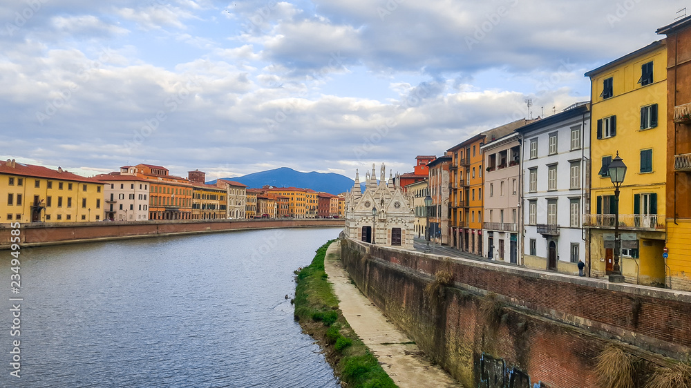 Church Santa Maria della Spina on the embankment of Arno river in Pisa, Italy.