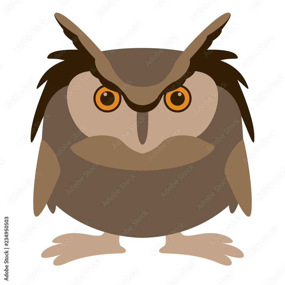  cartoon owl , vector illustration ,  flat style