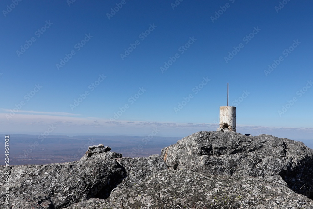 Fototapeta premium Cockscomb mountain peak in the Eastern Cape, South Africa. Mountain climbing concept image. 