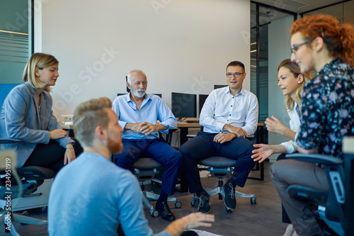 Business team having a workshop in office photo