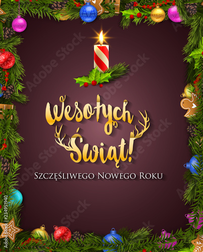 Polish Christmas and Happy New Year greeting card