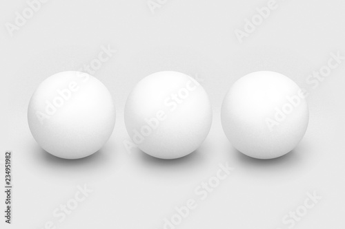 Abstract spheres with matte surface, on white matte background. Sphere mockup. 3d illustration