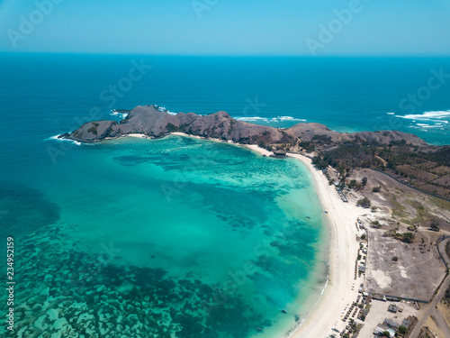 Indonesia, Lombok, Aerial view of beach