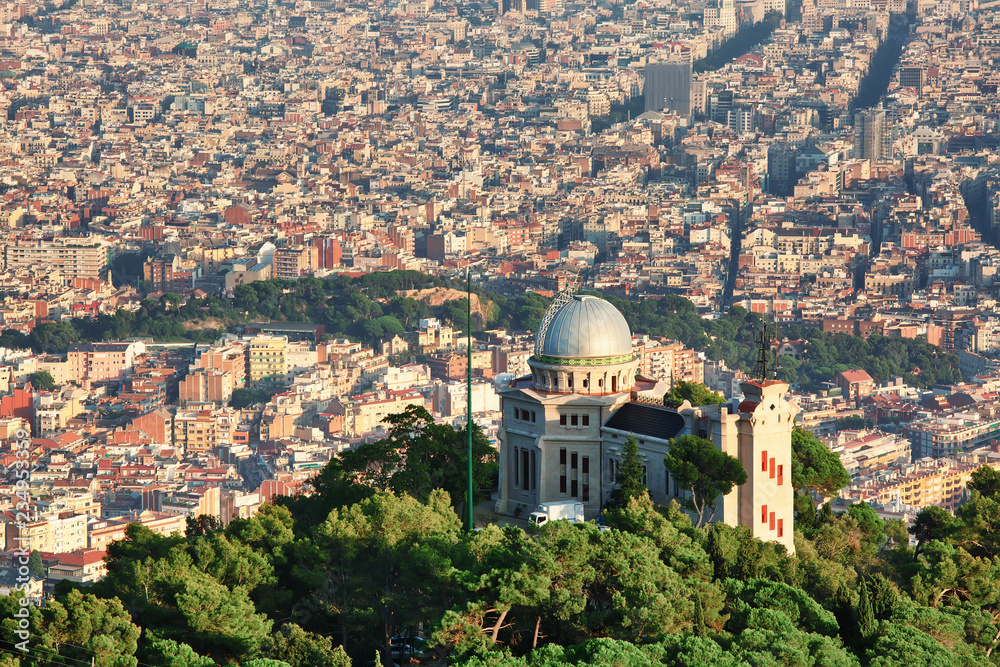 Aerial view to Barcelona with Fabra Observatory in the foreground