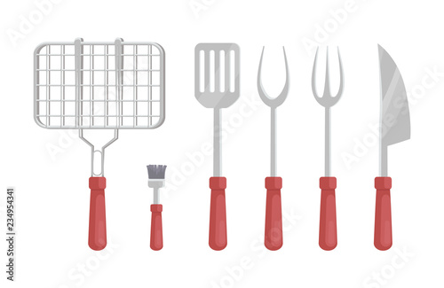 BBQ Barbecue Flatware Icons Vector Illustration