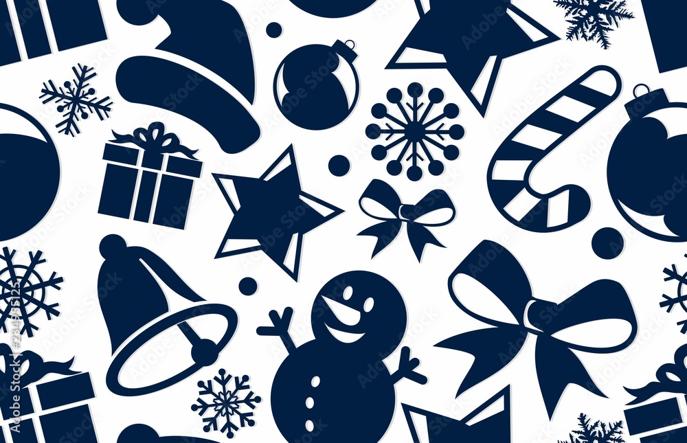 A Seamless background with Christmas symbols.
