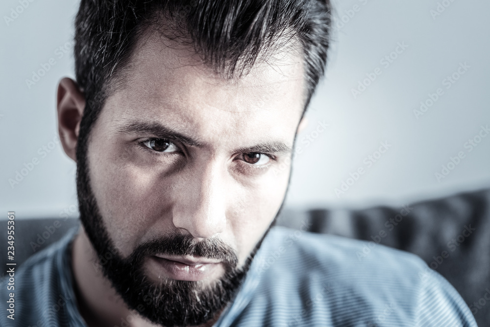 Fototapeta premium Portrait of handsome brunette that posing camera