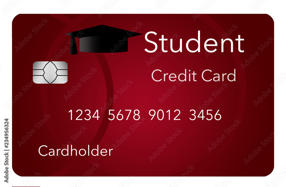 Naklejka premium Here is a mock, generic student credit card isolated on a white background.