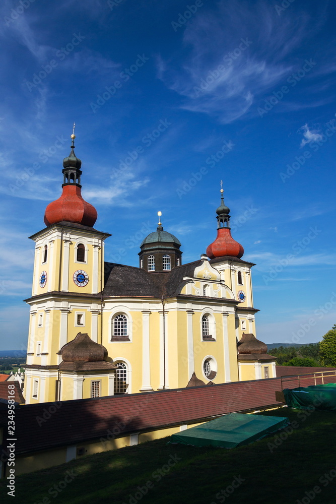 Church of Our Lady of Good Counsel in Dobra Voda, Czech Republic, sunny summer day
