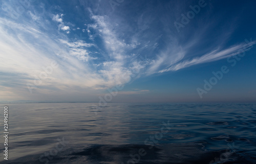 Ocean seascape. Sea, horizon, clouds